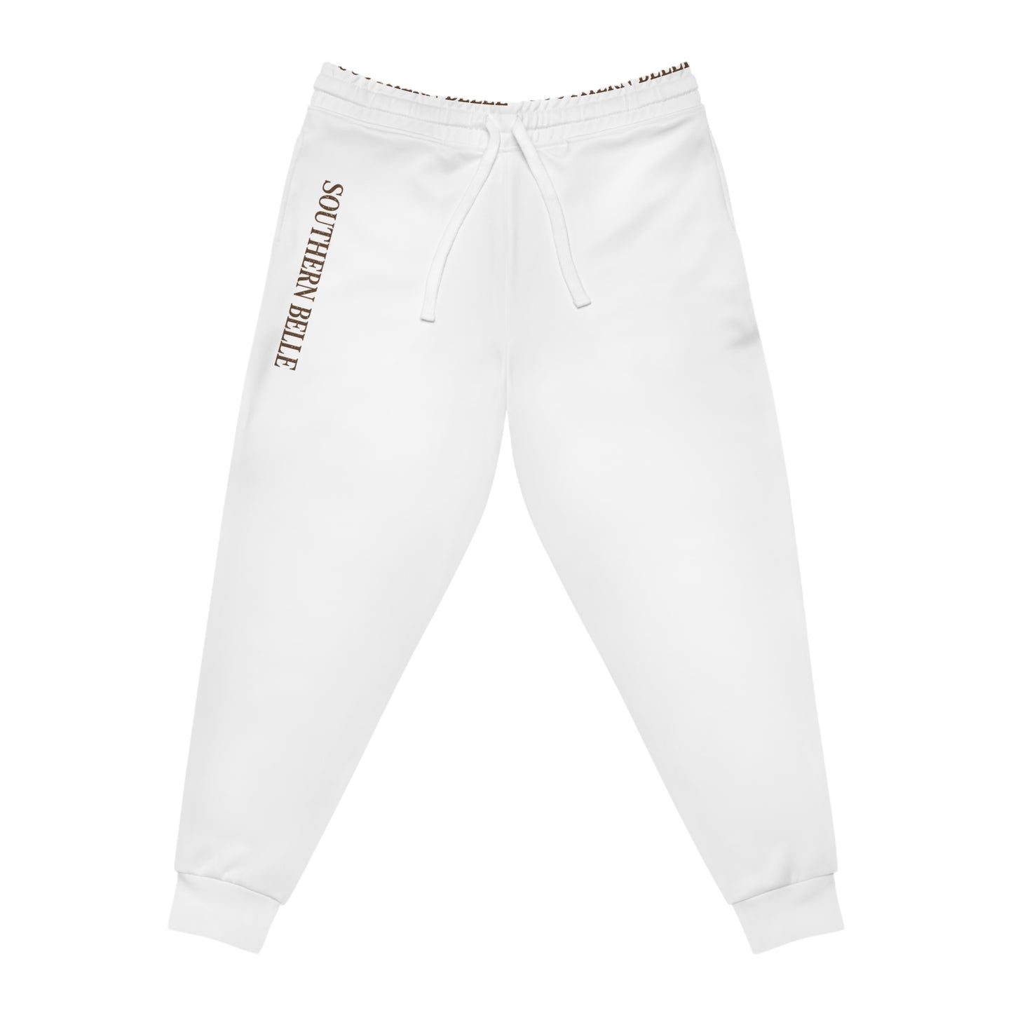 Southern Belle Athletic Joggers — Casual White Sweatpants with Side Script