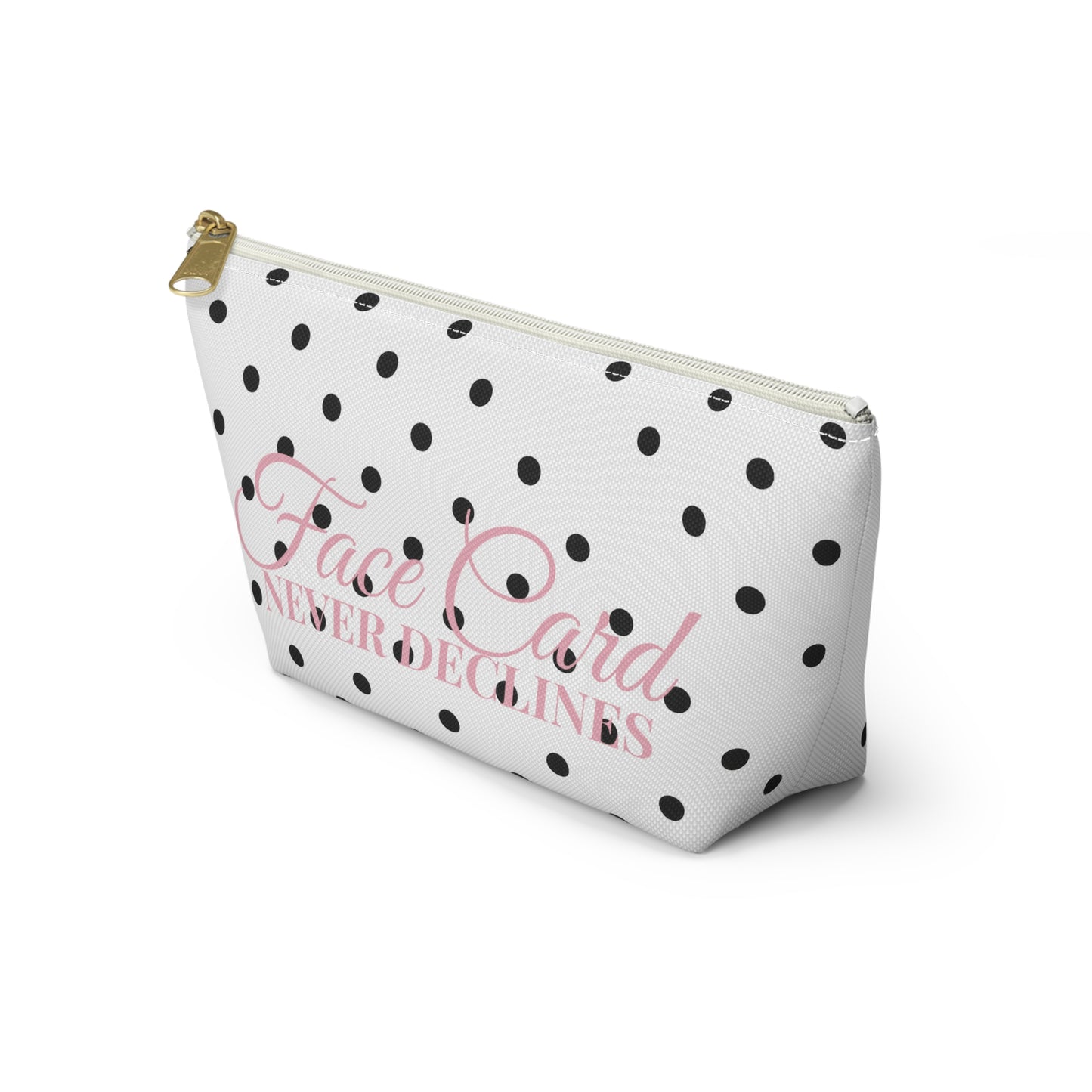 Polka Dot 'Face Card Never Declines' Accessory Pouch — Makeup & Card Holder