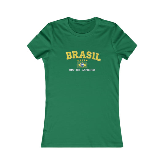 Brasil Rio de Janeiro Women's Tee — Yellow Green Brazil Soccer Travel Shirt