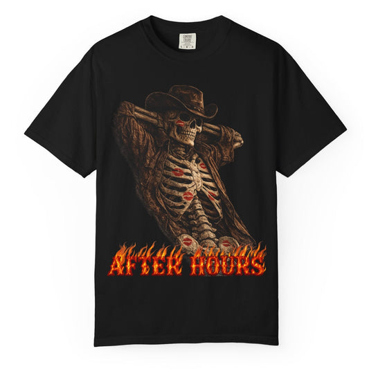 After Hours Skeleton T-Shirt — Retro Neon Driving Graphic Tee