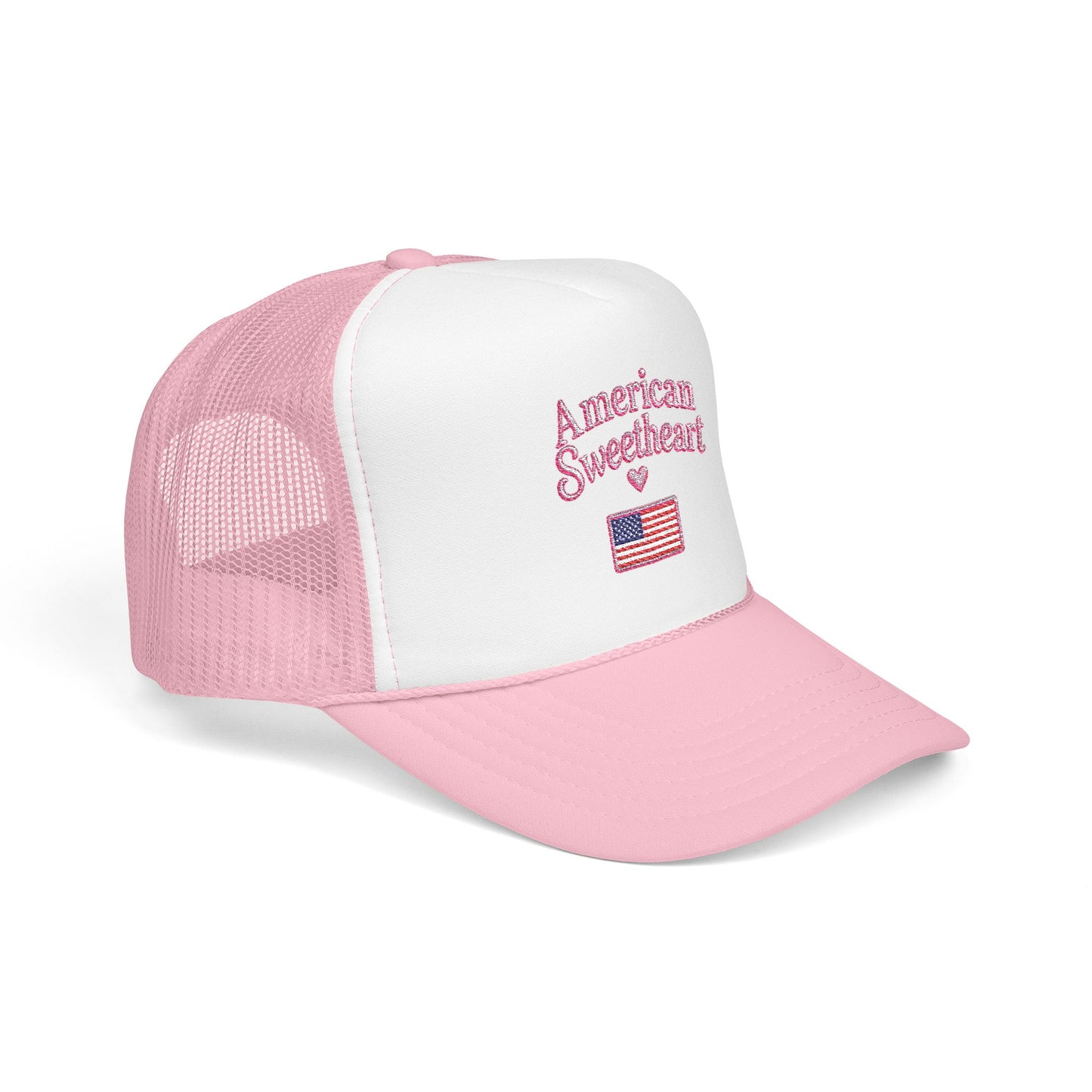 American Sweetheart Trucker Hat — Pink Patriotic Foam Cap