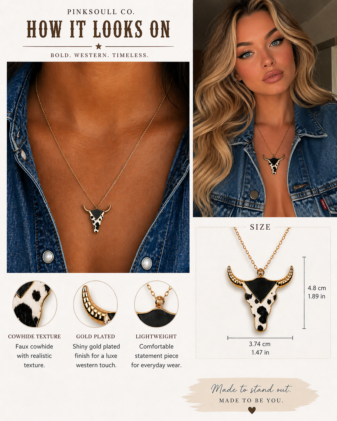 Western Bull Skull Necklace