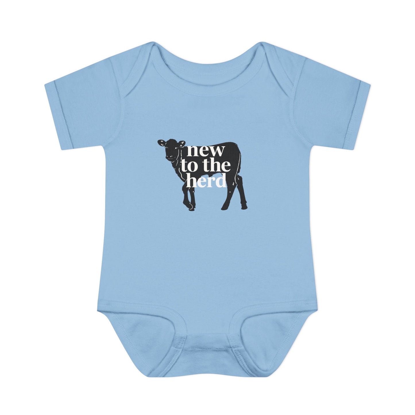 Infant Bodysuit - "New to the Herd" Cow Graphic Baby Onesie