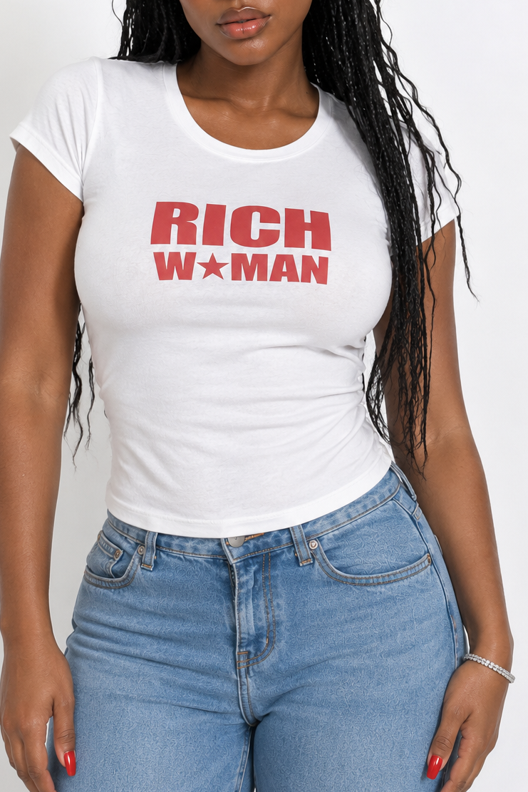 'RICH W*MAN' Bold Red Graphic Shirt