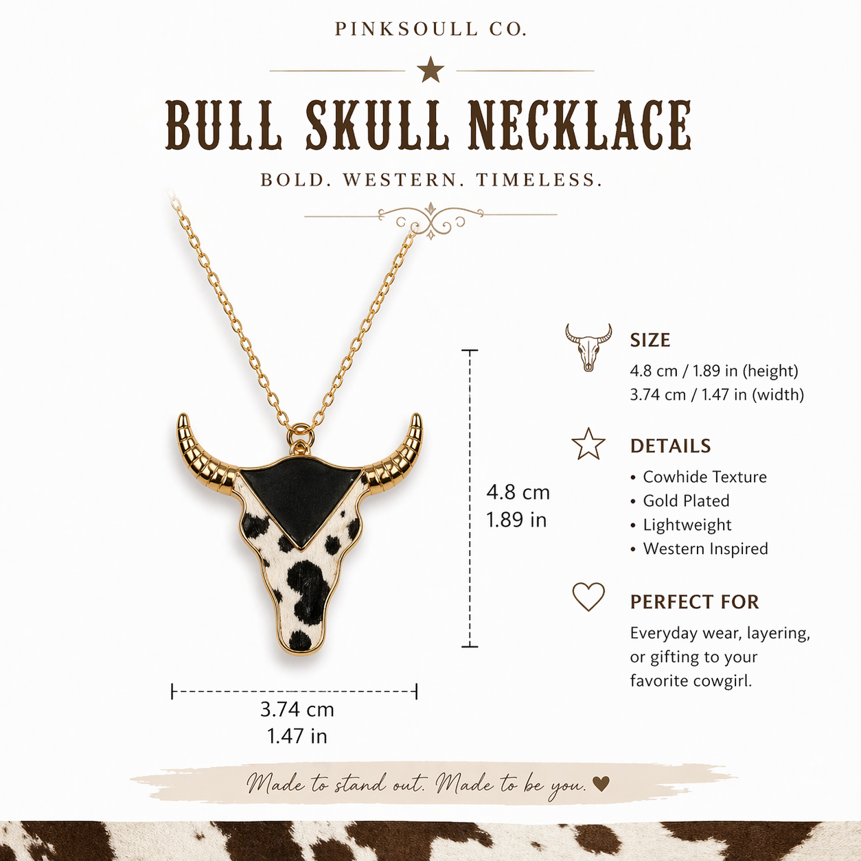 Western Bull Skull Necklace