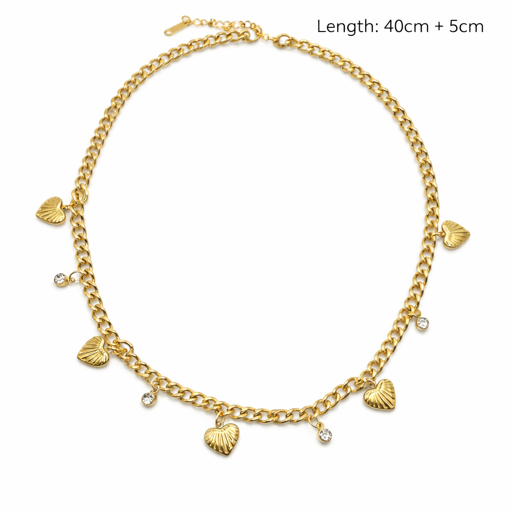 Heart Charm Gold Chain Necklace