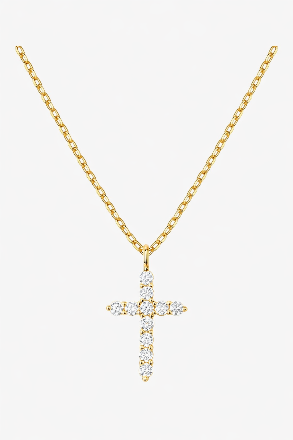 14k Gold Plated Cubic Zirconia Cross Necklace