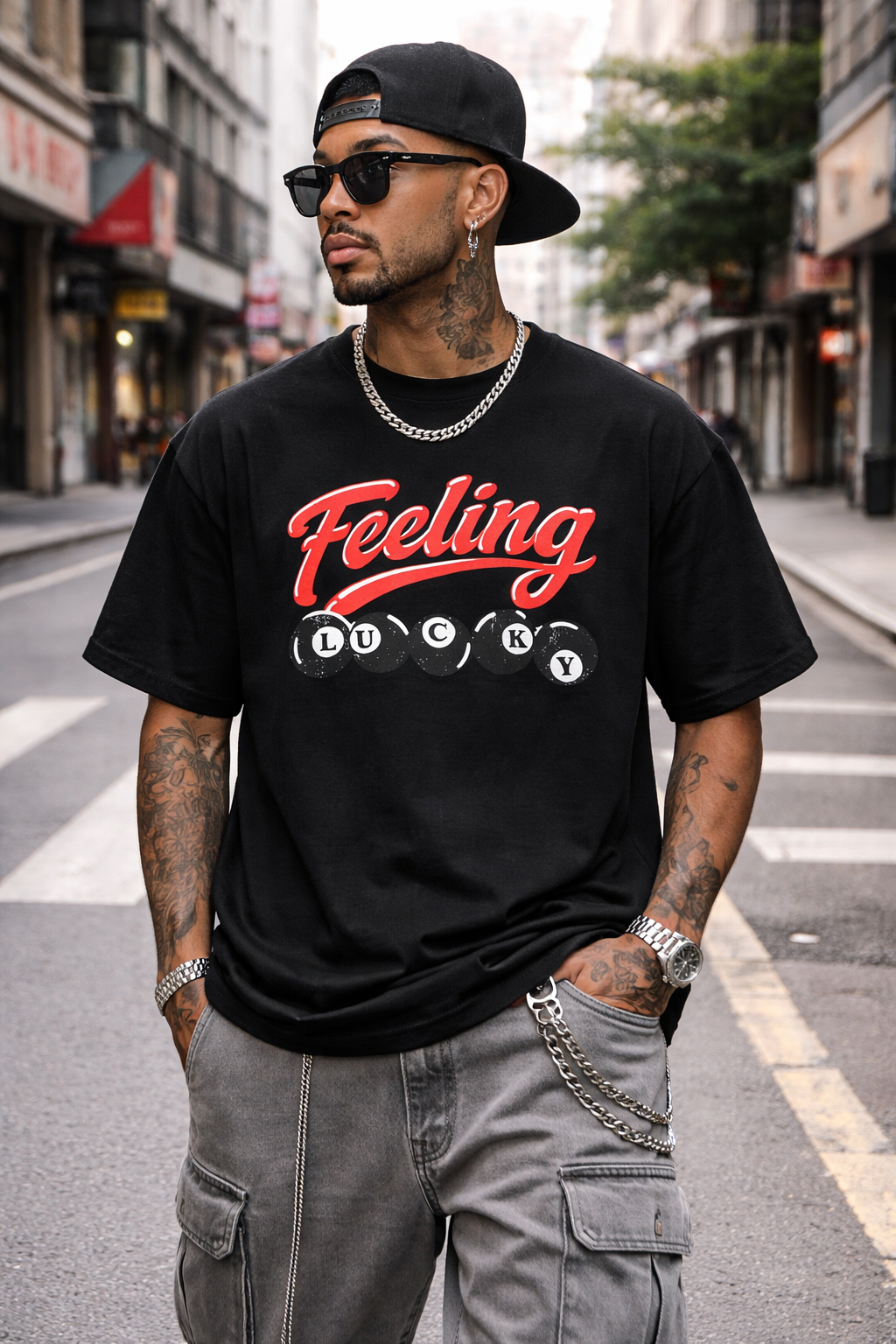 Feeling Lucky T-Shirt – "Feeling Lucky" Graphic Tee with "Lucky Energy" Back Script