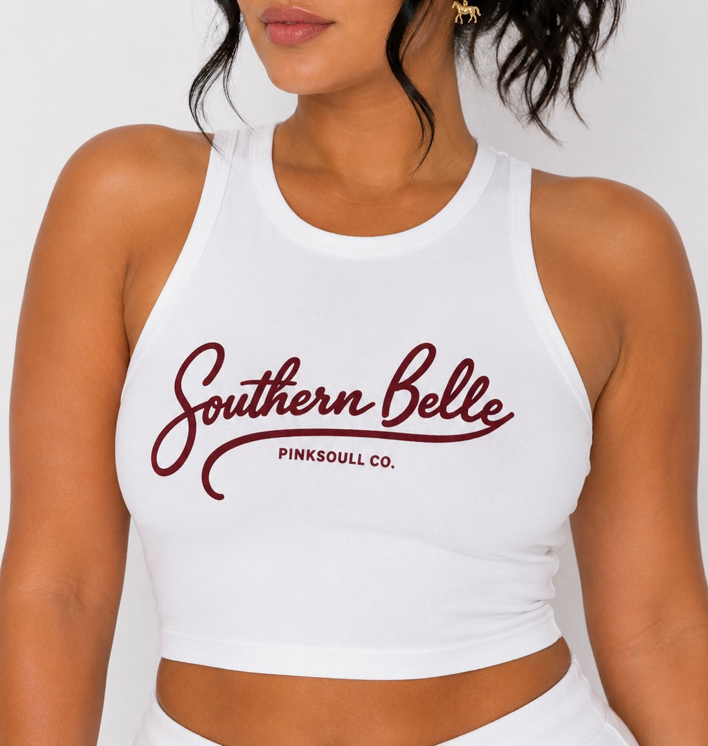 Southern Belle Racerback Tank Top – Women's Micro Rib Crop Tank