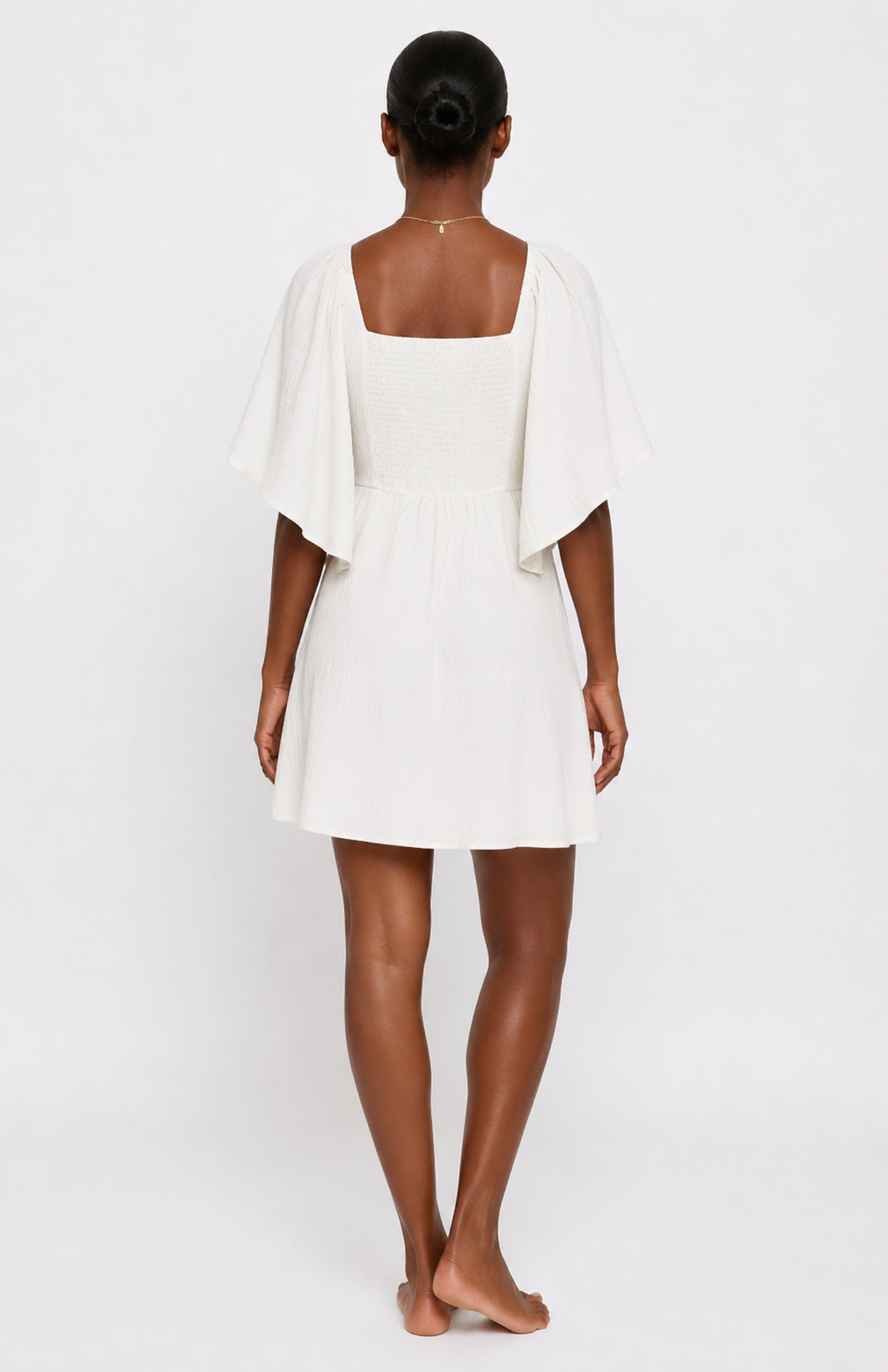 Cream Flutter Sleeve Mini Dress