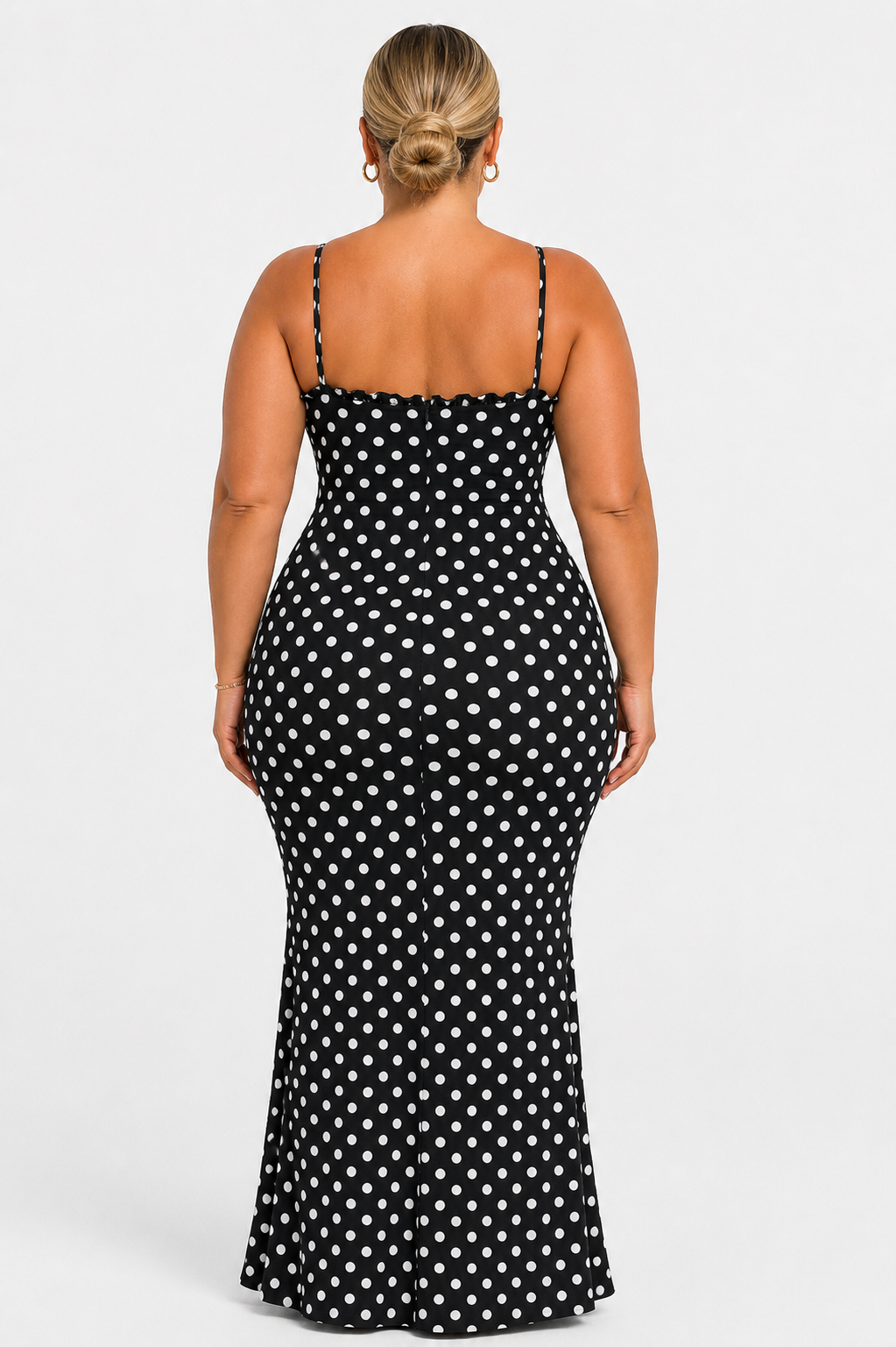 Black & White Polka Dot Mermaid Maxi Dress | PINKSOULL
