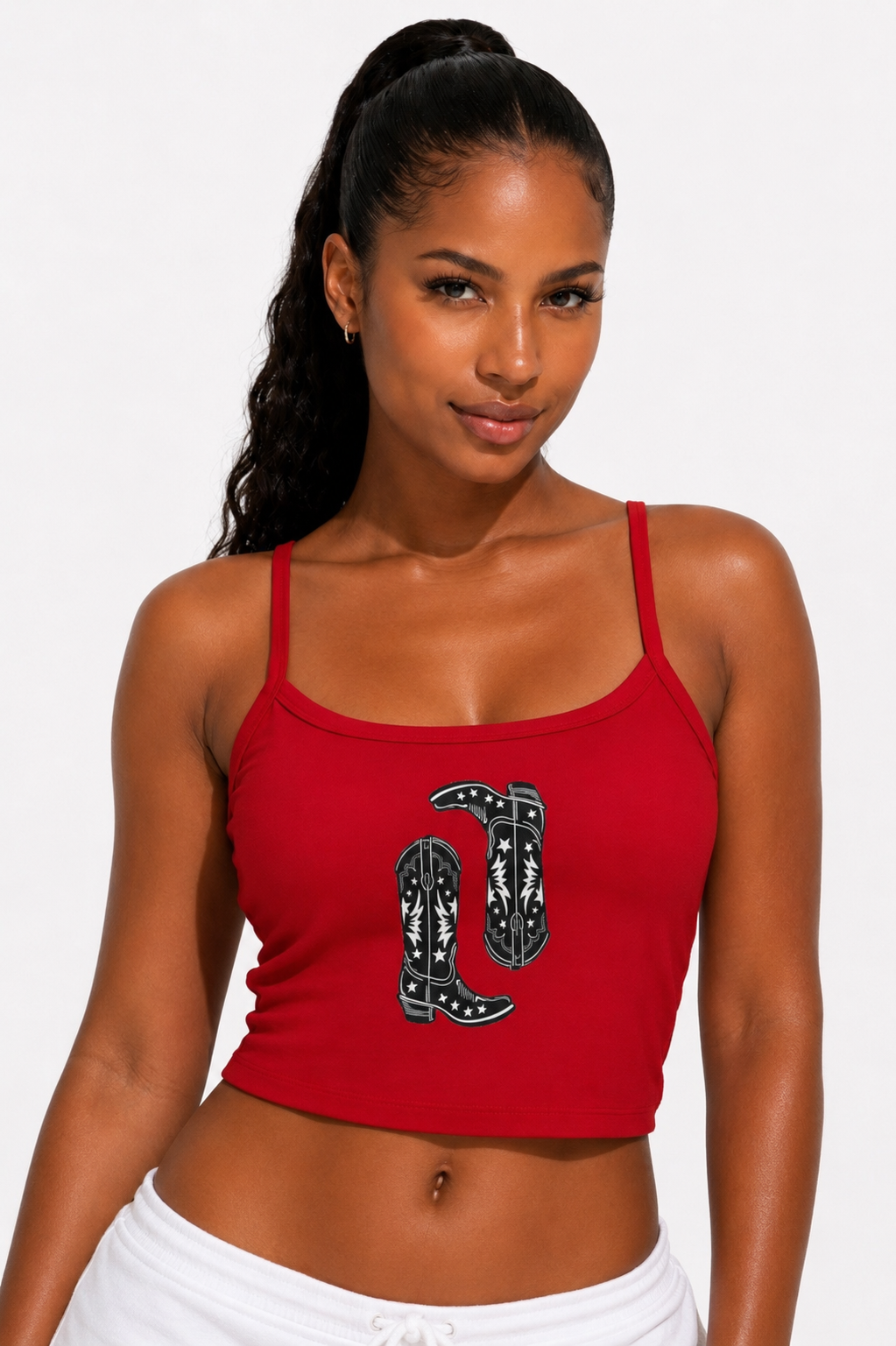 Cowgirl Boot Graphic Crop Tank